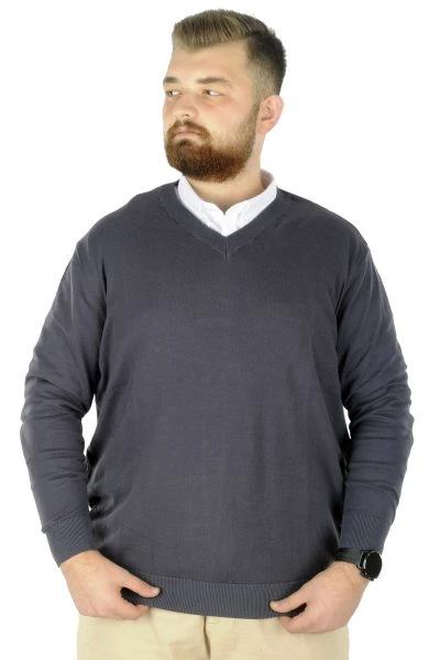 Big Tall Men Sweater V Neck 22206 Smoked