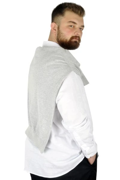 Big Tall Men Sweater V Neck 22206 Grey