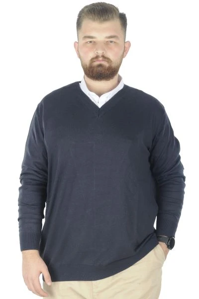 Big Tall Men Sweater V Neck 22206 Navy Blue