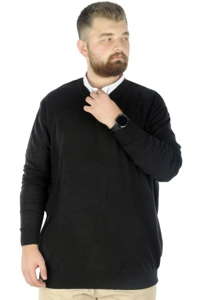 Big Tall Men Sweater V Neck 22206 Black