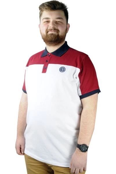 Erkek T shirt Polo Parçalı MD Logo 22300 Beyaz
