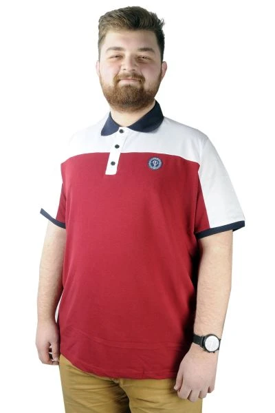 Erkek T shirt Polo Parçalı MD Logo 22300 Bordo
