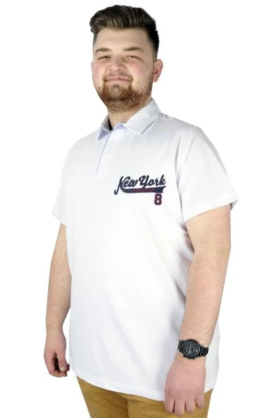 Men s T shirt Polo Collar New York Throwback 22302 White