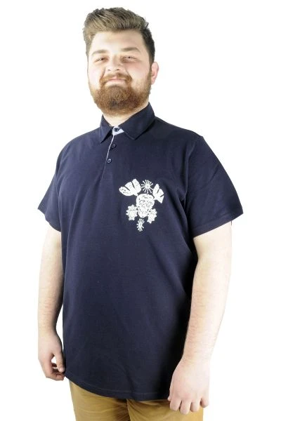 Men s T shirt Polo Collar Skull 22304 Navy Blue