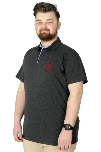 Büyük Beden Erkek T-Shirt Polo MDX Club 22305 Antrasit ANTRASIT