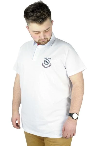 Büyük Beden Erkek T shirt Polo MDX Club 22305 Beyaz