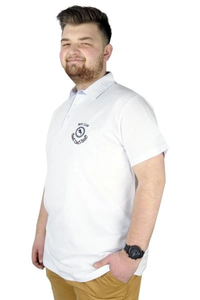 Büyük Beden Erkek T shirt Polo MDX Club 22305 Beyaz