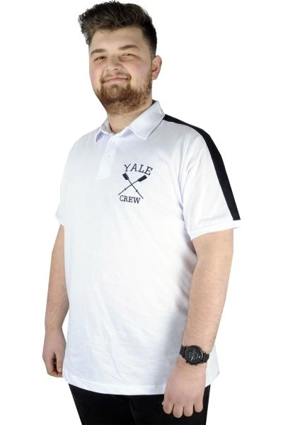 Büyük Beden Erkek T shirt Polo Yale Crew 22308 Beyaz