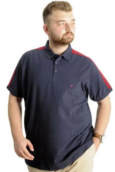 Big Size Mens T-Shirt Polo Wreath 22320 Navy Blue