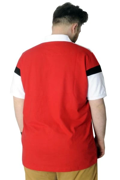 Büyük Beden T-Shirt Polo Parçalı Cup 22324 Kırmızı