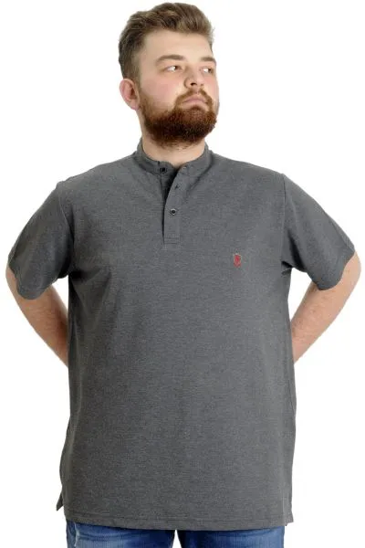 Big Size Mens T-Shirt Henley MD LOGO 22326 AntraMelange