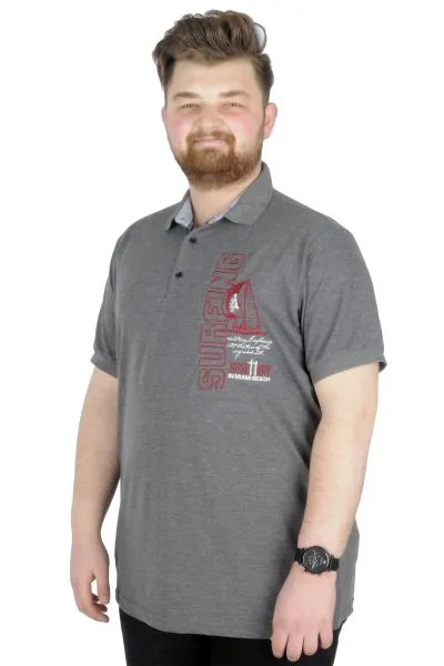Büyük Beden T-Shirt Polo Surfing 22328 Antramelanj ANTRASIT