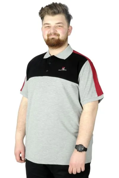 Büyük Beden T-Shirt Polo MD 22333 Grimelanj GRI