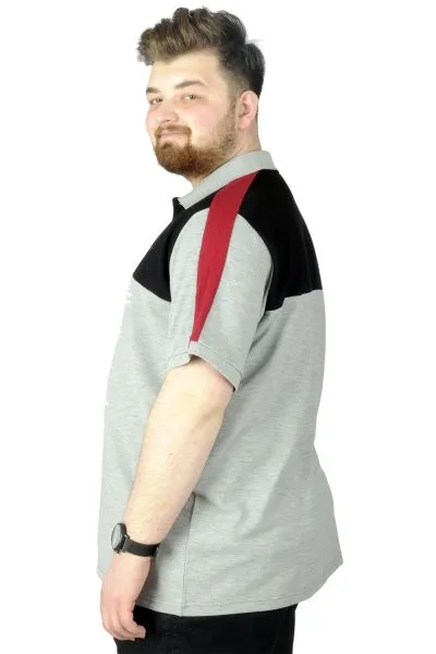 Büyük Beden T-Shirt Polo MD 22333 Grimelanj GRI