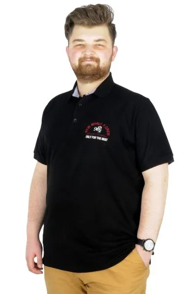 Büyük Beden T-Shirt Polo New World 22339 Siyah SIYAH