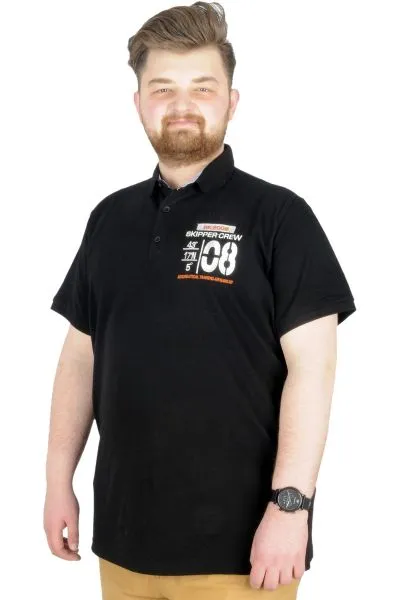 Büyük Beden T-Shirt Polo Skipper Crew 22341 Siyah SIYAH