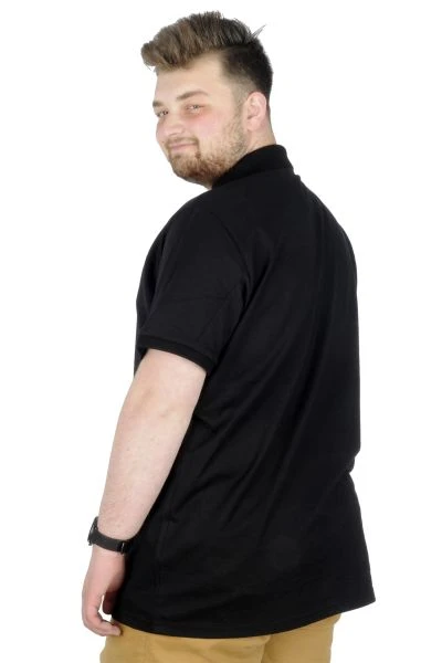 Büyük Beden T-Shirt Polo Embiriodery M 22343 Siyah