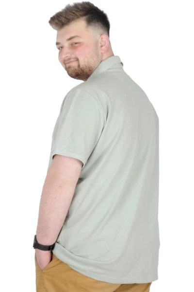Büyük Beden T-Shirt Polo Embiriodery M 22343 Yeşil