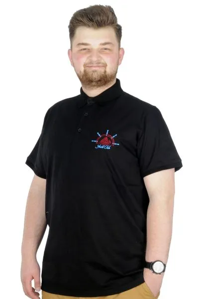 Büyük Beden T-Shirt Polo Steamnoat  22345 Siyah SIYAH