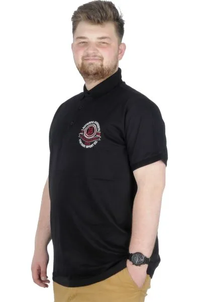 Büyük Beden T-Shirt Polo Los Angeles 22347 Siyah SIYAH