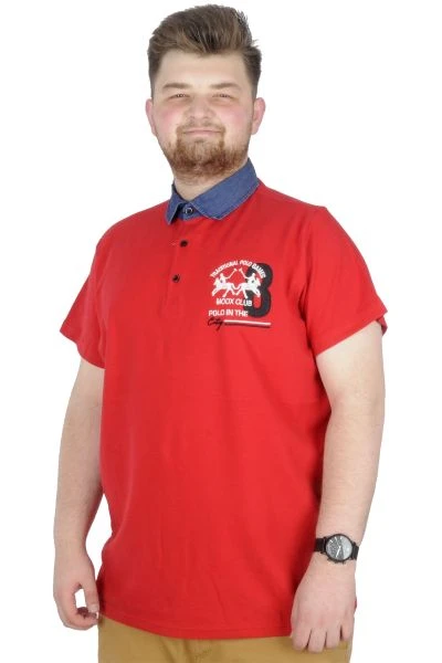 Büyük Beden T-Shirt Polo Modx Club 22351 Kırmızı
