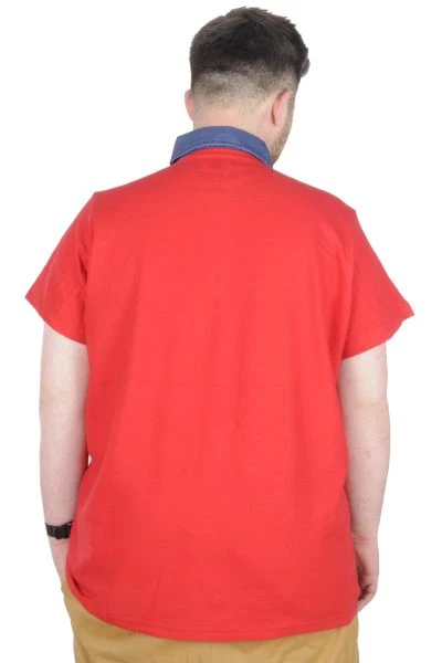 Büyük Beden T-Shirt Polo Modx Club 22351 Kırmızı