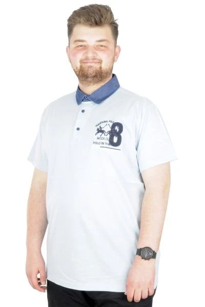 Büyük Beden T-Shirt Polo Modx Club 22351 Mavi