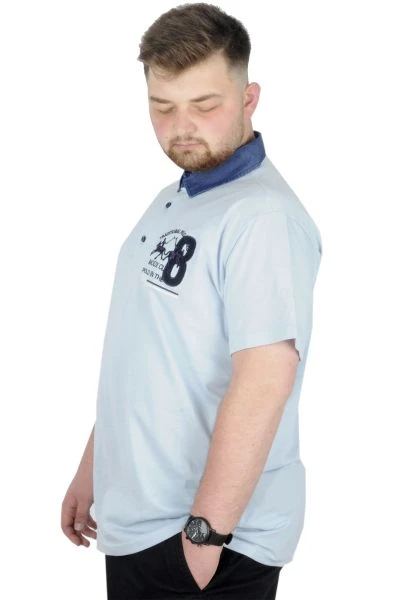 Büyük Beden T-Shirt Polo Modx Club 22351 Mavi