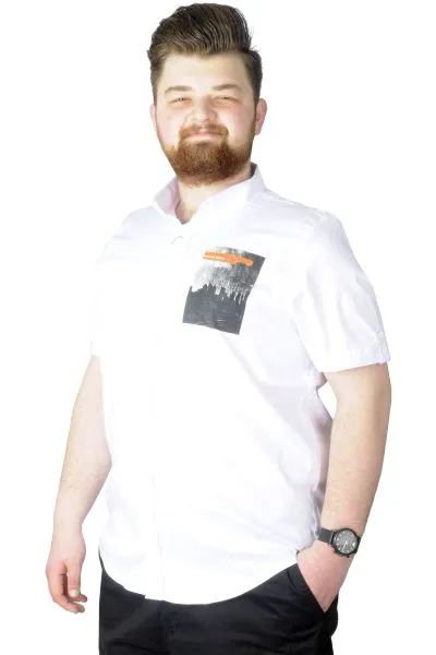 Büyük Beden Gömlek Baskılı City 22367 Beyaz BEYAZ
