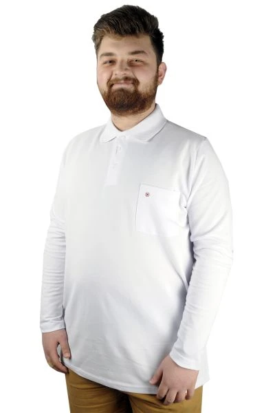 Büyük Beden Tshirt Polo U.Kol Cepli 22446 Beyaz