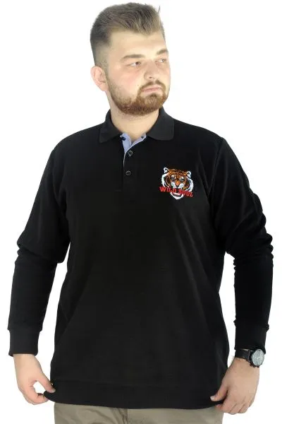 Erkek Uzun Kol Polo Wild Soul Waffle 22449 Siyah SIYAH