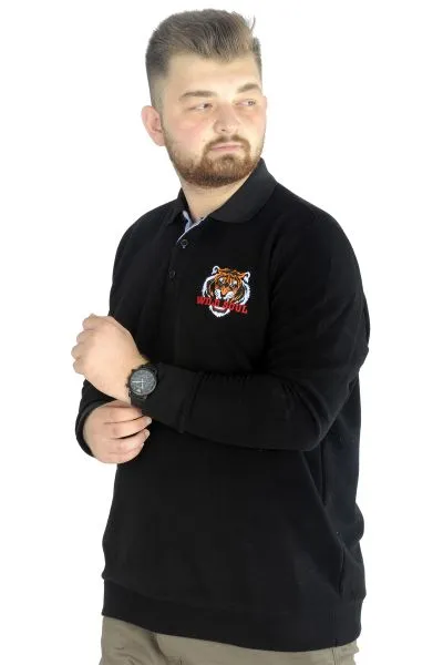 Erkek Uzun Kol Polo Wild Soul Waffle 22449 Siyah SIYAH