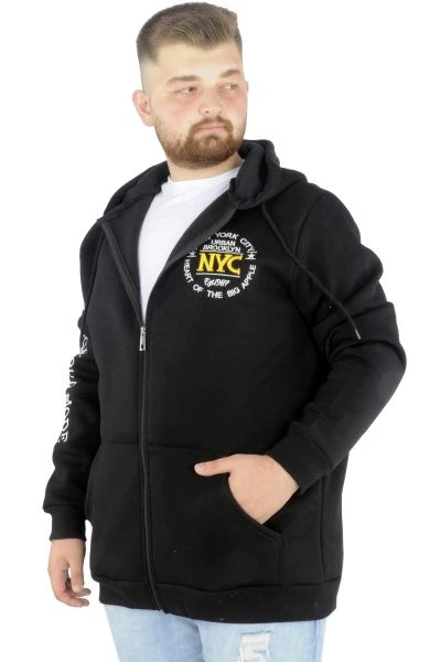 Big Tall Men's Sweatshirt Zipper NYC 22520 Black