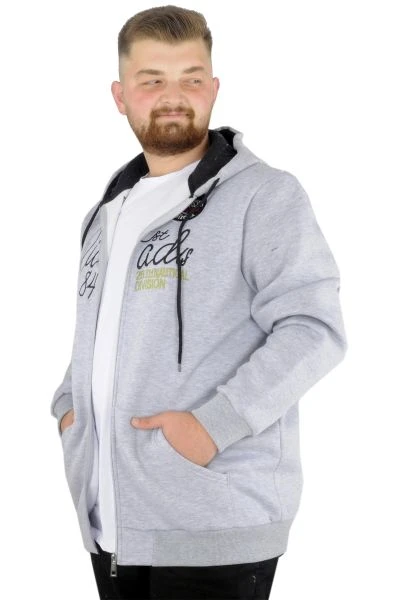 Big Tall Men's Sweatshirt Hooded Zippered Riv 22522 Gray melange