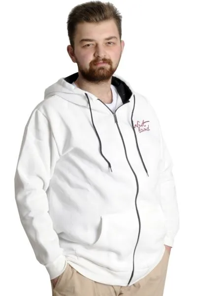 Big Tall Men's Sweat Hoodie West Lamb 22524 Ecru