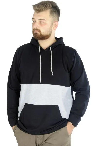 Erkek Sweat Kapşon Parçalı Kanguru Cep 22527 Lacivert LACIVERT
