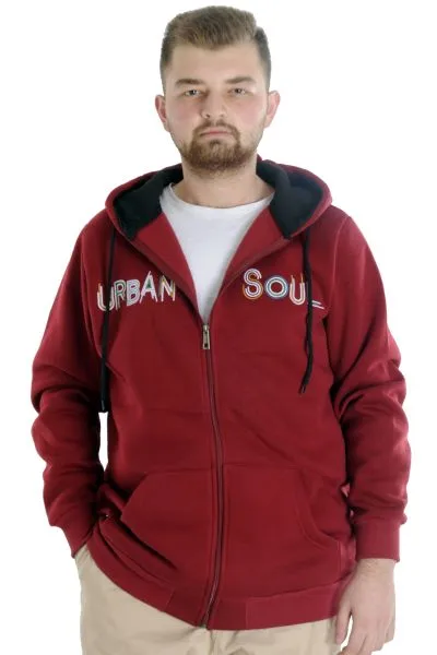 Erkek Sweat Kapşonlu Fermuarlı 22531 Bordo BORDO