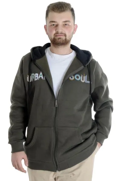 Erkek Sweat Kapşonlu Fermuarlı 22531 Haki HAKI