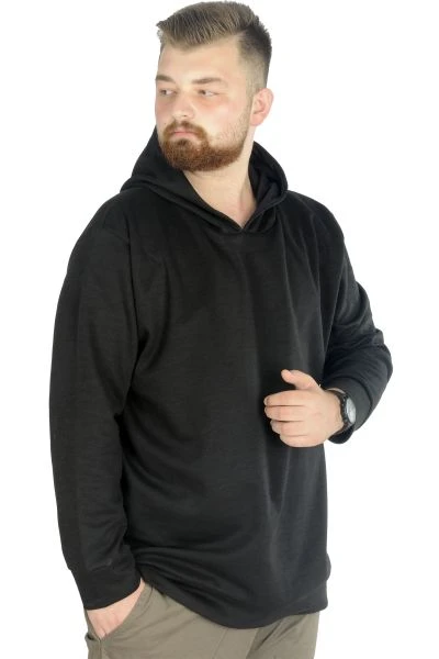 Big Tall Men s Sweat Hooded Pocket Zippered Linexpected 21521 Black