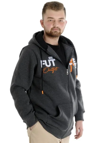 Big Tall Men's Sweatshirt Hooded Zipper Future 22535 Antramelange