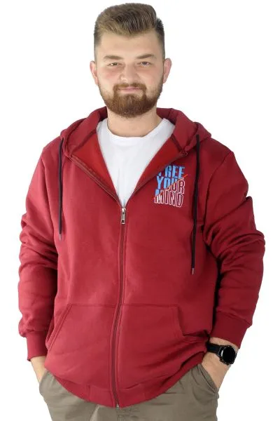 Erkek Sweat Fermuarlı Free Your Mind 22536 Bordo BORDO