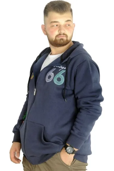 Erkek Sweat Kapşonlu Fermuarlı Vintage 22537 İndigo INDIGO