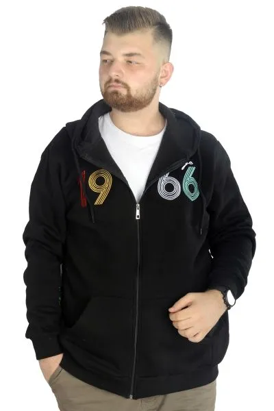 Erkek Sweat Kapşonlu Fermuarlı Vintage 22537 Siyah SIYAH