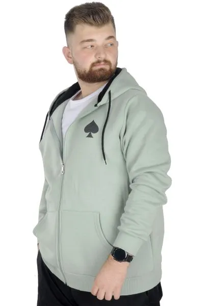 Erkek Sweat Kapşonlu Fermuarlı 22539 Su Yeşili YESIL
