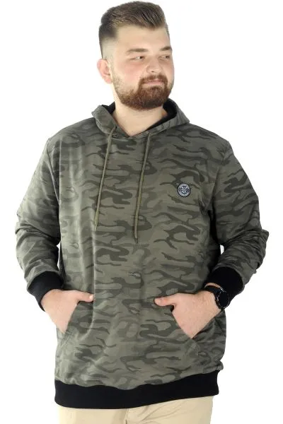 Erkek Sweat Kapşon Kanguru Kamuflaj 22547 Haki HAKI
