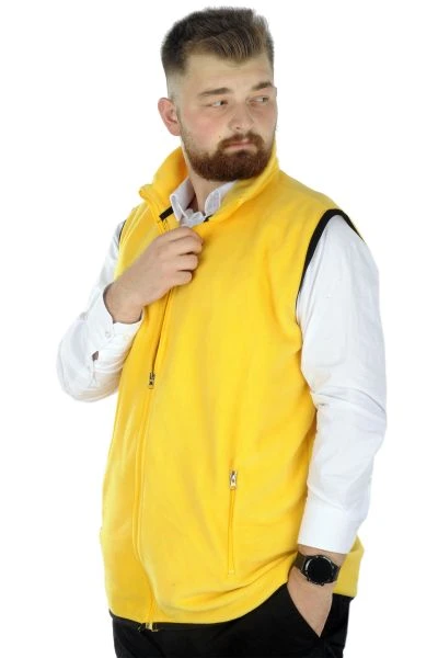 Big Tall Men Fleece Vest Stand Up Collar Zippered 22549 Yellow