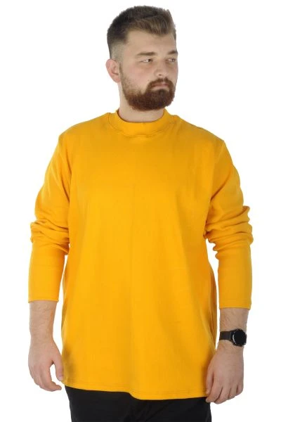 Big Tall Men Long Sleeve Half Fisherman Sweater 22558  Mustard