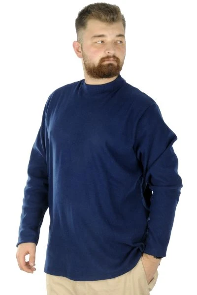 Big Tall Men Long Sleeve Half Fisherman Sweater 22558  Indigo