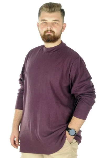 Big Tall Men Long Sleeve Half Fisherman Sweater 22558  Purple