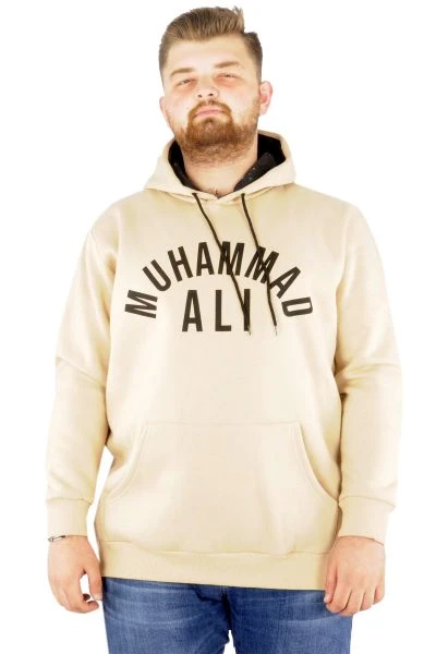 Erkek Sweatshirt Kapşonlu Muhammad Ali 22561 Bej